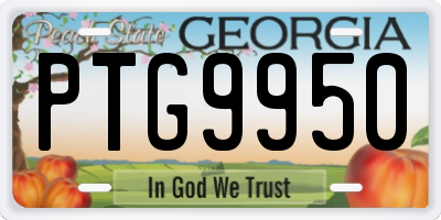 GA license plate PTG9950