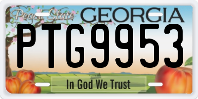 GA license plate PTG9953