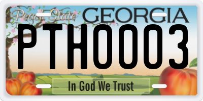 GA license plate PTH0003