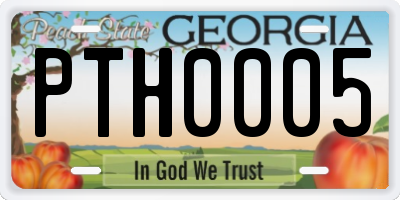 GA license plate PTH0005