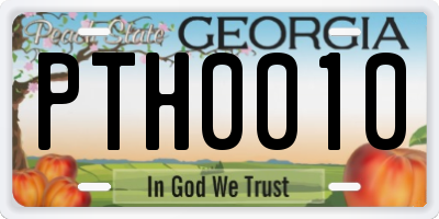 GA license plate PTH0010