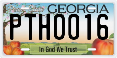 GA license plate PTH0016