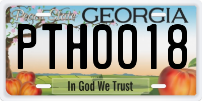 GA license plate PTH0018