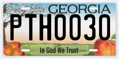 GA license plate PTH0030