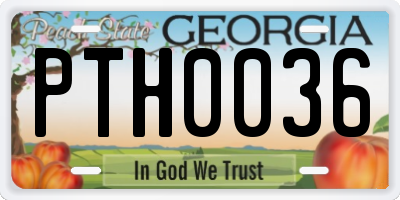 GA license plate PTH0036
