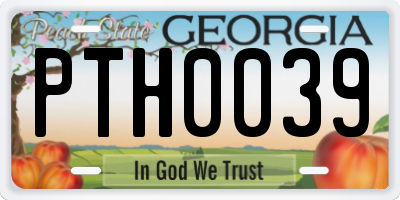GA license plate PTH0039