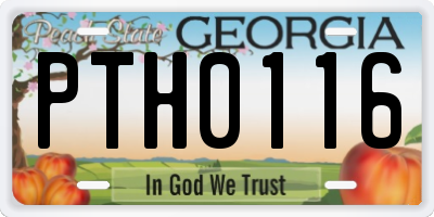 GA license plate PTH0116