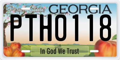 GA license plate PTH0118
