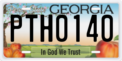 GA license plate PTH0140