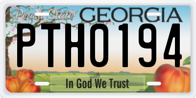 GA license plate PTH0194