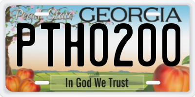 GA license plate PTH0200