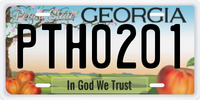 GA license plate PTH0201