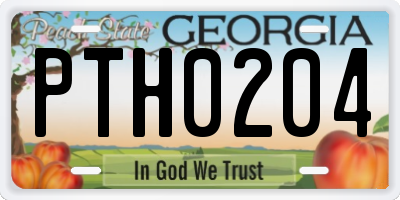 GA license plate PTH0204