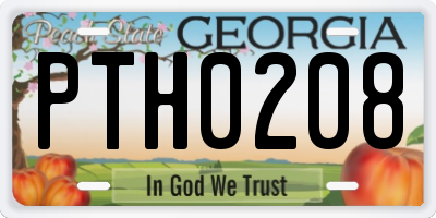 GA license plate PTH0208