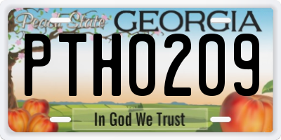 GA license plate PTH0209