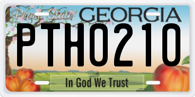 GA license plate PTH0210