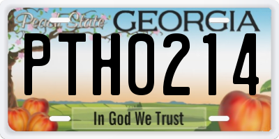 GA license plate PTH0214
