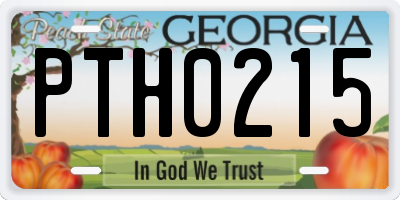 GA license plate PTH0215