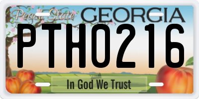 GA license plate PTH0216