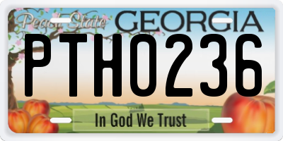 GA license plate PTH0236
