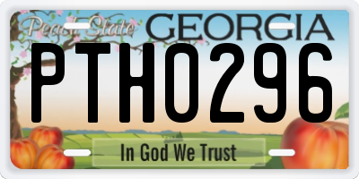 GA license plate PTH0296