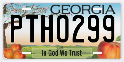 GA license plate PTH0299