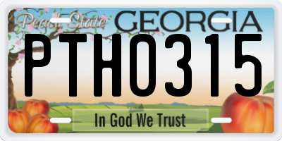 GA license plate PTH0315
