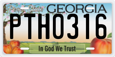 GA license plate PTH0316