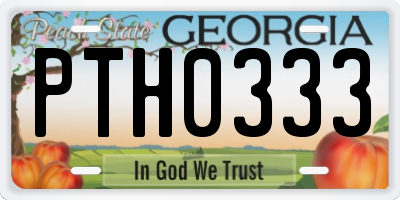 GA license plate PTH0333