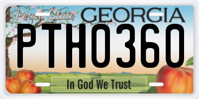 GA license plate PTH0360