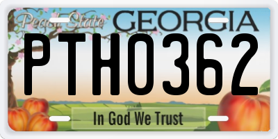GA license plate PTH0362