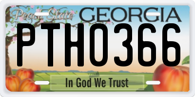 GA license plate PTH0366