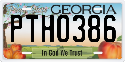 GA license plate PTH0386