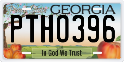 GA license plate PTH0396