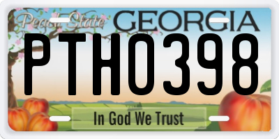 GA license plate PTH0398