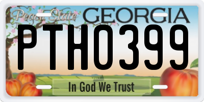 GA license plate PTH0399