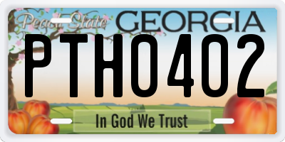 GA license plate PTH0402