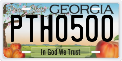 GA license plate PTH0500