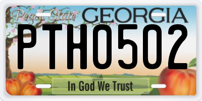 GA license plate PTH0502
