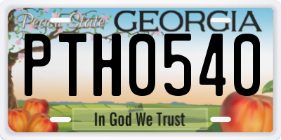 GA license plate PTH0540