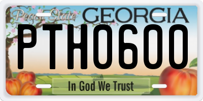 GA license plate PTH0600