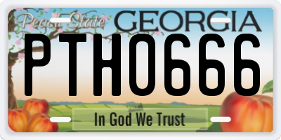GA license plate PTH0666
