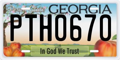 GA license plate PTH0670