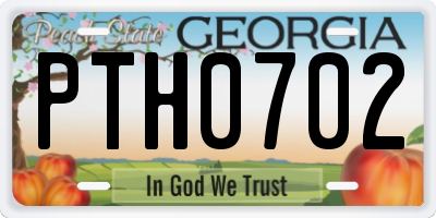 GA license plate PTH0702