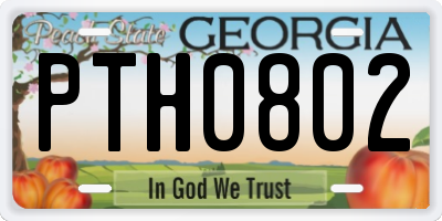 GA license plate PTH0802