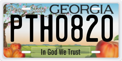 GA license plate PTH0820
