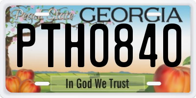 GA license plate PTH0840