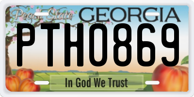 GA license plate PTH0869