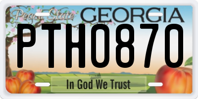 GA license plate PTH0870