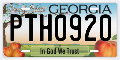 GA license plate PTH0920